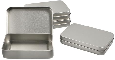 Bliceon 4 Pcs Metal Tin Box, Silver Small Tins with Lids, Portable Rectangular Metal Tins for Storage and Gift Cards, Candy, Home Organizer