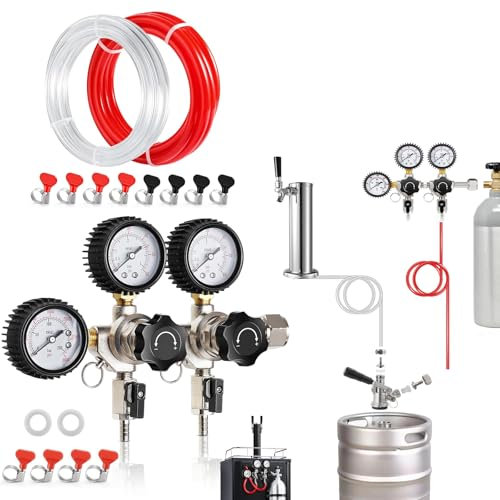 ERSINIAN CGA-320 Kegerator à Double Robinet 1,5 m (5 pi) avec Conduite de gaz CO2 et Colliers de Serrage pour Brassage Maison