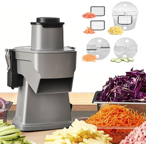 Cortador eléctrico de verduras 4 en 1, multifunción para cortar, triturar, cortar y cortar, esencial para cocina comercial