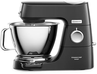 Kenwood KVC85.004.BK Titanium Chef Baker Küchenmaschine mit 2 Schüsseln (5L & 3,5L), 4 Rührelemente, schwarzes Design
