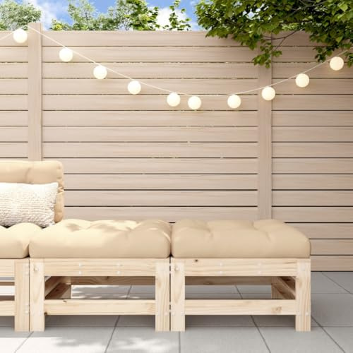 HaoChrymec Gartenhocker 2 STK. mit Kissen aus Massivholz Kiefer, Robustes Design, Ideal für Garten und Terrasse, Hocker Outdoor, Fußhocker Outdoor, 57.5x57.5x30 cm