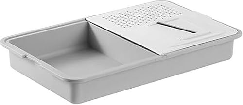 Tabla de cortar multifuncional con rallador, juego de rallador 6 en 1 para cocina, tablas de cortar estación de preparación con ralladores de 2 mm y 3 mm, rebanadores de 1 mm y 2 mm y molinillo de