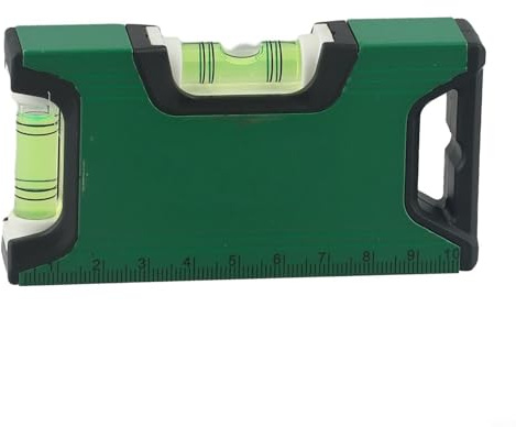 Gdfnmogo Mini nivel de burbuja magnético con alta precisión de 0,5 mm/m, cuerpo de aleación de aluminio, burbuja verde de doble línea, imanes laterales fuertes, compacto (105 mm)