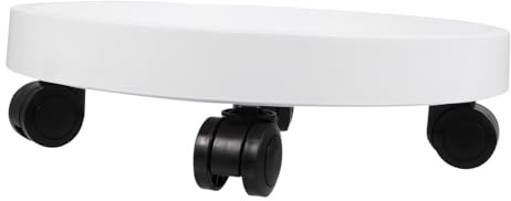 MOBUTOFU Supporto Portavasi a Rotelle per Carichi Pesanti, Carrello Porta Vaso Ruote per Giardino e Interno, Vassoio Rinforzato Bianco da 32 Cm per Spostamento Semplice e Protezione Pavimento