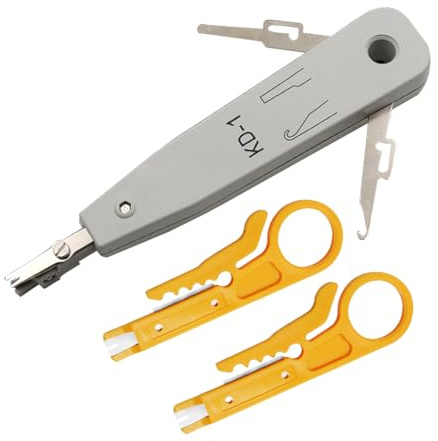 Punch Down Tool,Ethernet Punchdown Tool for RJ45 Socket Cat5/Cat6/Ca7 | Ethernet Krone Tool,with 2Pcs Wire Stripper,Terminal Insertion Tools,with Hook and Blade,Crimping Tool,Easy to Use