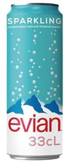 Evian Eau Minérale Gazeuse Naturelle, Pack de 48 Canettes, 33 cl par Canette, 2 Caisses de 24