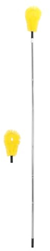 Tofficu Brosse de Nettoyage de Gouttière Extensible à Manche Télescopique Réglable 6 Sections 2 Têtes Jaunes Outil Multi-angles pour Nettoyage Sol Toiture et Canalisations Pluviales