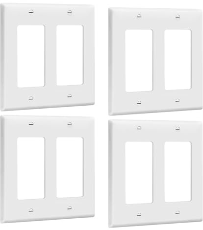 NUOBESTY Wall Switch and Outlet Cover Plates 4Pcs White Thermoplastic for Socket Protection in Household