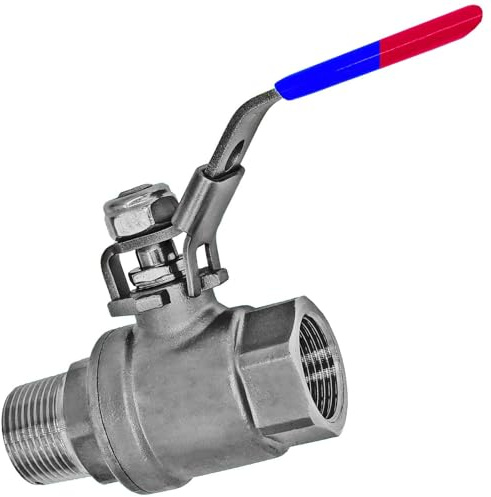 MegaHaustechnik Kugelhahn aus Edelstahl VA, 3/8“ IG x AG, Hebelgriff, 3/8 Zoll Innengewinde und Außengewinde DN10, Trinkwasser geeignet, Druck 63 Bar, Absperrhahn Absperrventil rostfrei INOX