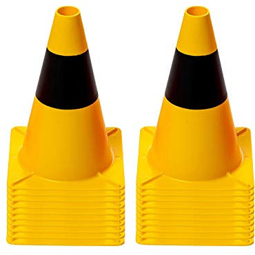 FlexiBarrier, cono di plastica per traffico flessibile, 30 cm (PE), colore: Nero/Giallo fluorescente