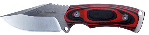 iFIELD Cuchillo deportivo EL29070 con mango de micarta roja y hoja de acero 440C, 58-60 HRC de dureza, herramienta de camping para pesca, caza, actividad deportiva