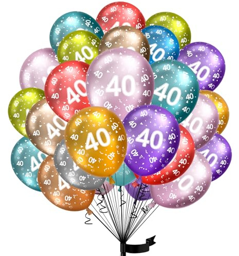 Luftballons 40. Geburtstag,15 Stück Metallic folienballon 40 helium ballons 40 aus 100% Naturlatex,Klimaneutral, 32cm Ballon 40 zahlen für Geburtstag Jubiläum