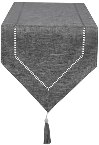 LLCUTESHOP Runner da Tavola Crema Grigio 32 x 180 cm Moderno Innovativo Design Solido Lino Runner da Tavola, Lavabile di Alta Qualità di Grano Ear Design per Sala da pranzo Festa Decorazione di festa