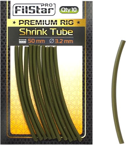 PRO Filstar Angeln Schrumpfschlauch Set 10 x 50 MM, Dia 3.2MM | Anti Tangle Sleeves - Futterkorb - Hülse für Angelhaken mit Vorfach - Carp Fishing Set - Karpfen Zubehör - Method Feeder