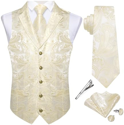 DiBanGu Herren-Anzugweste für formelle Anlässe, Business- oder Freizeitkleidung, Anzugweste für Herren, Champagner, X-Large