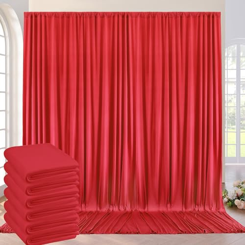 9m×3m sans Rides Rideaux sur Fond Rouge pour la Fête de Mariage 6 Panneaux de Polyester Rouge de 1,5 m × 3m Fond théâtre décor Anniversaire Baby Party Nuptiale Douche Photographie
