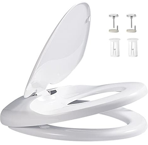Vinabo WC-Sitz mit Reduzierer für Kinder, Familien-Toilettensitz, Toilettensitz mit Magnetischem Kindersitz, Toilettensitz für Erwachsene und Kinder in O-Form (Weiß)