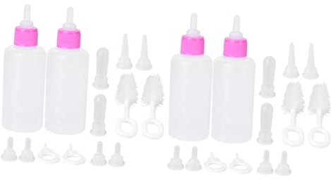 Sosoport 4sets Reusable Kitten Milk Bottle Pet Nurser Easy Clean Nursing Bottle Cat Feeding