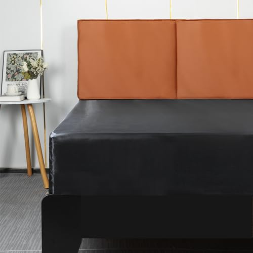 Lirex Satin Spannbettlaken 180x200cm, Seide Spannbetttuch Luxuriös und Seidig Glatt Weiche Microfaser Bettlaken für bis 35cm Matraze, Schwarz
