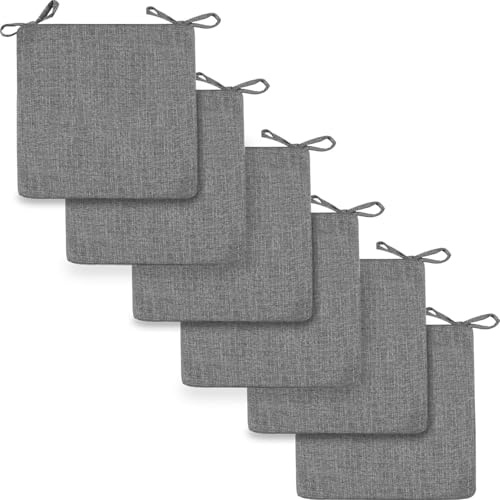 2/4/6er Set Sitzkissen Stuhl Waschbares Stuhlkissen mit Bindeband 40x40/45x45/50x50cm Rutschfestes Sitzpolster halbrund geeignet for Gartenstuhl, Esszimmerstuhl oder Bürostuhl(Dark gray,6pcs:45x45x5cm