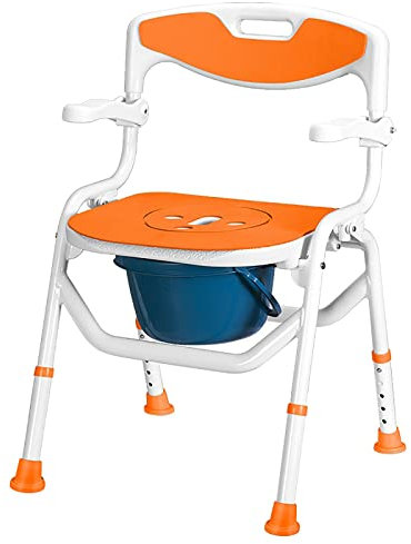 Höhenverstellbarer Toilettenstuhl, rutschfester Nachttischstuhl, feste Duschstühle für ältere und behinderte Menschen, tragbarer Camping-Klapp-Toilettenstuhl mit Rückenlehne und Armlehnen, maximale
