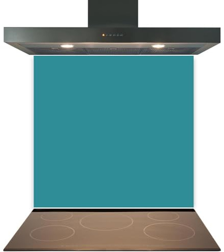 C2G Coloured Toughened Glass Splashback for Kitchen, Tempered Heat-Resistant Glass Splashbacks with Polished Edges for Cooker and Hob Backsplash (Teal, 60 x 60cm)
