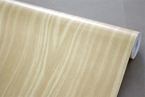 BUVU Klebefolie Möbel Hellbraun Holzoptik Möbelfolie Selbstklebende Folie Holz Tapete 45cm X 300cm Hellbraun Vintage Streifen Folie Wasserdicht Wandtapete für Möbel Wände Schränke Küche Tische