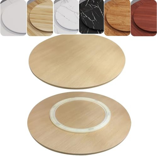 YCBTPS Plateau Rotatif en Bois Massif, Plateau Tournant Ronde 50-100cm Grand Plateau De Service Table De Salle À Manger, Rotation Silencieuse Et Fluide(Log,20in(50cm))