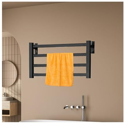 WRJAHCG Basso Consumo Radiatore per Bagno,Scaldasalviette Elettrico Bagno da Parete,Termoarredo Portasciugamani da Bagno Termostato,Nero,Right Line