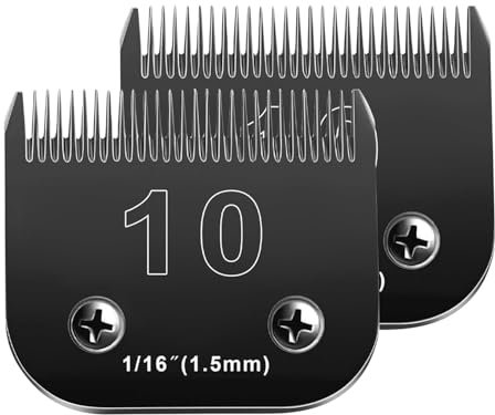 2 x 10 Klingen für Hundepflege, kompatibel mit Andis-Hunde-Scherklingen, kompatibel mit Oster A5, Wahl km10 Hunde-Schermaschinen, Edelstahlklinge scharf