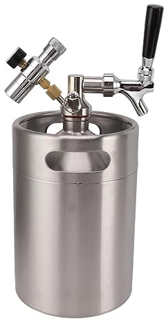 aqxreight 5L minifat i rostfritt stål för hemmabryggning med trycksystem, justerbar kran och 150 PSI mätare för öl