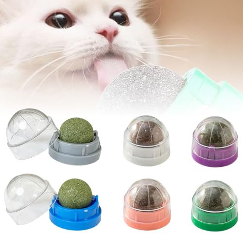 Matame Katzenminze Spielzeug,Baldrian Kissen für Katzen,Natürliches Katzenminze Ball Katzenminze Wandroller für Katzenlecken, Zahnreinigung Dentales Essbares Kätzchenspielzeug (6PCS)