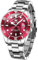 OLEVS Rote Herrenuhr Mode Rundes Zifferblatt Silber Edelstahluhr für Männer Luxus Drehbare Lünette Wasserdicht Elegante Männliche Uhren Quarz Datum Analog Nachtlicht Lässig Kleid Armbanduhr Herren