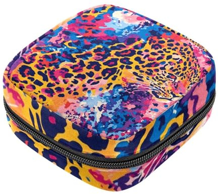 Pink Leopard First Period Kit Bag for Girls Women, Sanitary Napkin Storage Bag, Menstruation Cup Pouch, Feminine Menstruation Tampon Bag Holder