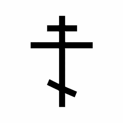 CHSLO Autoaufkleber 8,5 cm * 12,5 CM ORTHODOXES KREUZ Auto Aufkleber Christentum Vinyl Aufkleber Russisches Kreuz Schwarz/Silber
