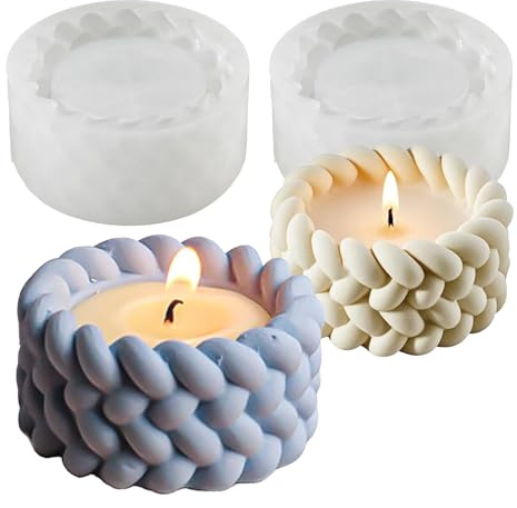 Laitejituan Lot de 2 moules en silicone - Bougeoirs ronds en silicone - Pour bougies et pots de fleurs - Bougeoir en béton - Pour la décoration de la maison