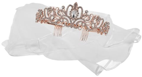 Ipetboom Elegantes Set aus Brauttiara und Hochzeitsschleier aus Legierung und Tüll Weicher Brautkopfschmuck für Besondere Anlässe und Hochzeitsfeiern