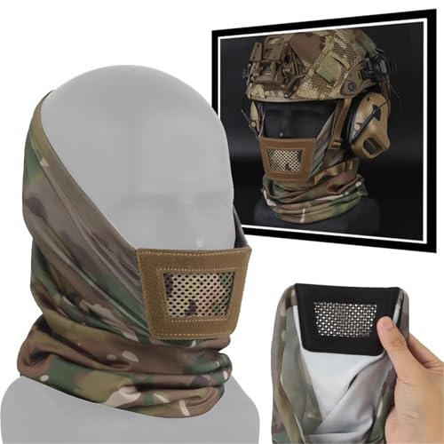 YChoolco Masque Tactique en Maille d'acier Cagoule Masque de Couvre-Chef Demi-Visage Airsoft avec Doublure de Casque de Style Ninja rembourrée et Douce. pour la Chasse(Dark Gray)