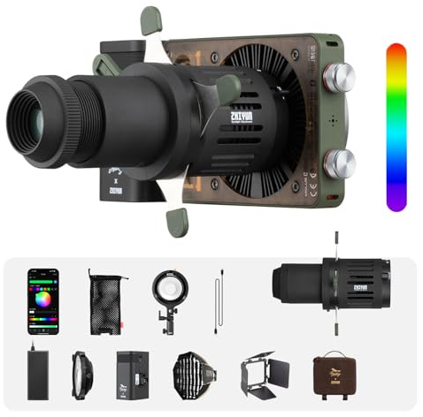ZHIYUN MOLUS X100 RGB PRO [Official] V2 Upgraded Version 100W Portable Video Light Professional Photography Mini Spotlight (ZY Mount) Conical Optical Snoot kit Photography Studio Video Lighting