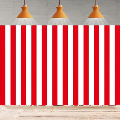Rouge Et Blanc Bande Photographie Toile De Fond Théâtre Grand Chapiteau Cirque Mariage Anniversaire Fond Fête Toile De Fond Murale Bannière Décor 180X120cm