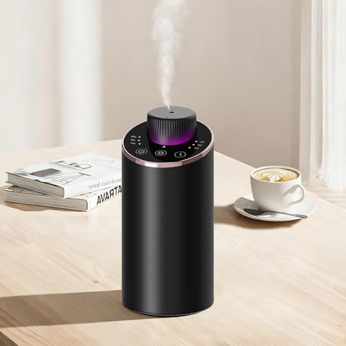 Aroma Diffuser Ohne Wasser-Loser Auto für ätherische öle: Mini-kabellos Wireless Solo Air Diffusers Diffusing Without Water Akku für Zimmer, Auto, Büro, Schreibtisch, 4Timer+3Nebel Ebenen (Schwarz)