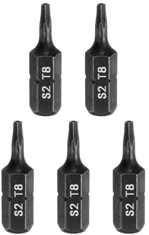 QUARKZMAN 5 Stück T8 Torx Schraubendreherbits 1/4 Sechskantschaft 25mm/1 Länge S2 Stahl Stern 6-Punkt-Kopf Mit Loch Für Schlag Elektrische Schraubendreher Elektrowerkzeuge Schwarz