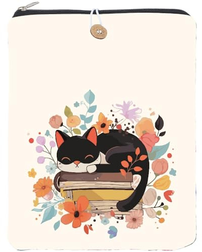 CRASPIRE Funda para Libro Diseño Gato 114 x 94 Pulgada Poliéster Impermeable Lavable Diseño Flores Y Animales Cremallera Ideal para Libros Tapa Dura Regalo Cumpleaños Y Graduación