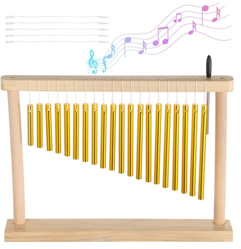20-Bar Tischklingel mit Schlägel, Gummibaumholz Windglocke Instrument für den Tischgebrauch, einreihig, musikalisches Klangspiel für Erwachsene und Kinder