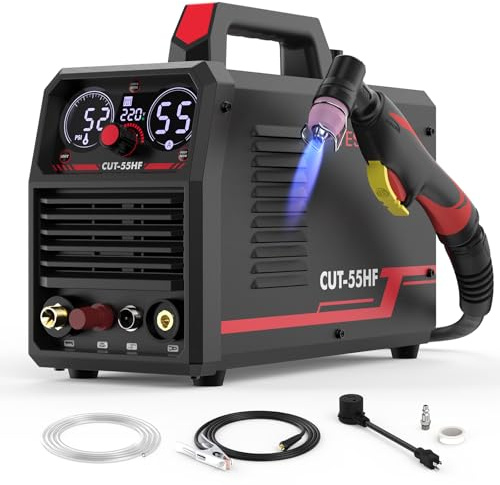 YESWELDER CUT-55HF Plasmaschneider, Hochfrequenz, 55 A, Non-Touch-Pilotlichtbogen-Luftleistung, großes Digitaldisplay, 110/220 V, Dual-Spannungs-IGBT-Inverter-Plasmaschneidmaschine