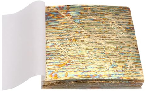 AHIOJEGX Blattgold Bunte, Bunte Goldfolie, 50 Stück/Broschüre, for DIY-Nagelvergoldung, Bastelpapier, Möbeldekoration, 14 x 14 cm(DEEP Blue)