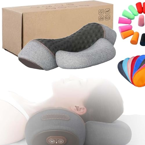2025 New 3 in 1 Neck Massager, Heated Massage Neck Pillow, Plug-In Device for Neck, Shoulders and Back, Memory Foam Pillows (Light Gray)