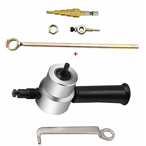 CVFRDD Cortador de Chapa Metal, Herramienta Corte mordedor Hierro Doble Cabeza, Accesorio Taladro eléctrico, Placa modificación, punzón, Tijeras Ajustables para esquilar(Set D)