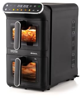 Ariete 4640/00 Air Fryer Vertical DUO, Friggitrice ad aria doppia verticale, 2460W, 11L, Due cestelli, Sync e Dual, 6 programmi, Funzione Grill, Fino a 200°C