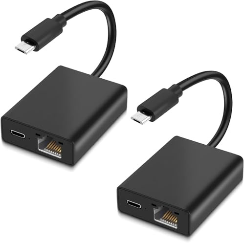 Hycago 2PCS Ethernet Adapter for Fire TV Stick- Micro USB to RJ45 Ethernet Network Adapter Compatible with 4K Fire Stick, Chromecast, Google Home Mini and More Streaming TV Sticks Up to 100 Mbps